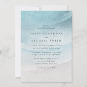 Invitation de mariage à l'aquarelle bleue de la pl (Devant)