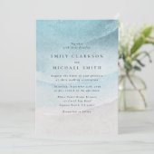 Invitation de mariage à l'aquarelle bleue de la pl (Debout devant)