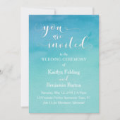 Invitation de mariage à l'aquarelle bleue et sarce (Devant)