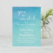 Invitation de mariage à l'aquarelle bleue et sarce (Debout devant)