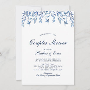 Invitation de mariage à l'aquarelle bleue pour cou