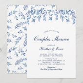 Invitation de mariage à l'aquarelle bleue pour cou (Devant / Derrière)