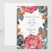 Invitation de mariage à l'aquarelle botanique, Fle (Devant / Derrière)