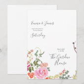 Invitation de mariage à l'aquarelle botanique, Fle (Devant / Derrière)