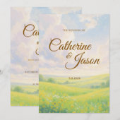Invitation de mariage à l'aquarelle de beauté de p (Devant / Derrière)