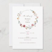 Invitation de mariage à l'aquarelle de fleurs sauv (Devant)