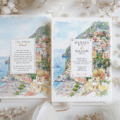 Invitation de mariage à l'aquarelle de Positano Cô