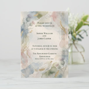 Invitation de mariage à l'aquarelle douce du chard