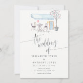Invitation de mariage à l'aquarelle du Café de Par (Devant)