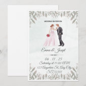 Invitation de mariage à l'aquarelle élégante  (Devant / Derrière)