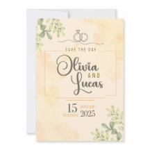 Invitation de mariage à l'aquarelle élégante et mi