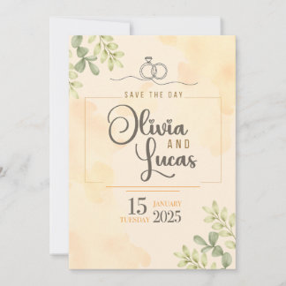 Invitation de mariage à l'aquarelle élégante et mi
