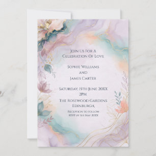 Invitation de mariage à l'aquarelle en marbre past