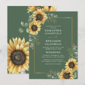 Invitation de mariage à l'aquarelle Fleur de tourn (Devant / Derrière)