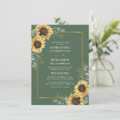 Invitation de mariage à l'aquarelle Fleur de tourn (Debout devant)