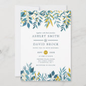Invitation de mariage à l'aquarelle florale botani (Devant)