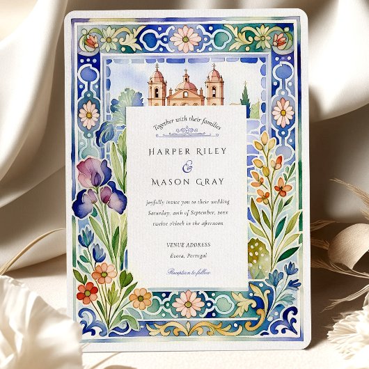 Invitation de mariage à l'aquarelle florale de tui