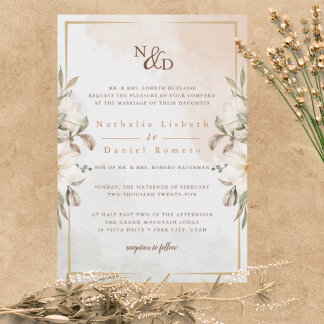 Invitation de mariage à l'aquarelle florale élégan