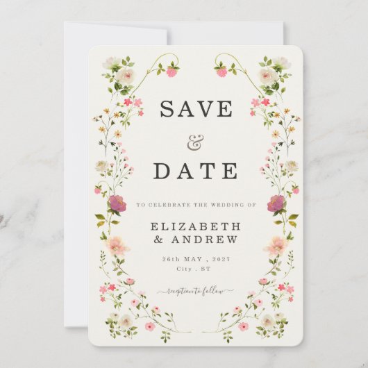 Invitation de mariage à l'aquarelle florale pour s (Devant)