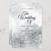 invitation de mariage à l'aquarelle grise (Devant / Derrière)