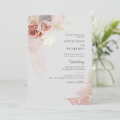 Invitation de mariage à l'aquarelle Herbe des Pamp (Debout devant)