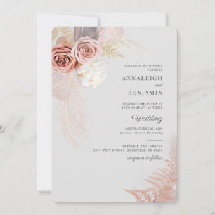 Invitation de mariage à l'aquarelle Herbe des Pamp