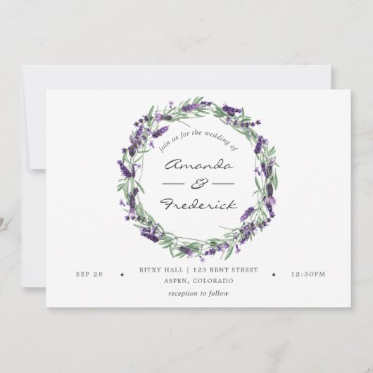 Invitation de mariage à l'aquarelle lavande (Devant)