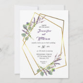 Invitation de mariage à l'aquarelle lavande et euc (Devant)