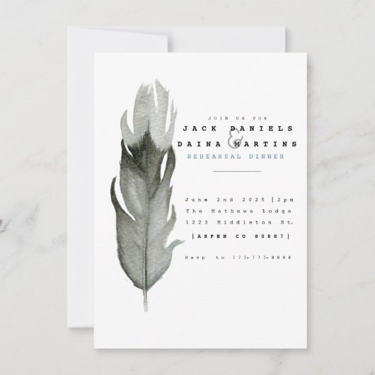 Invitation de mariage à l'aquarelle minimale en pl (Devant)