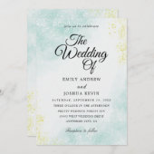 invitation de mariage à l'aquarelle or (Devant / Derrière)