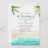 Invitation de mariage à l'aquarelle Plage tropical (Devant)