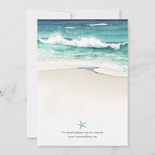 Invitation de mariage à l'aquarelle sur la plage (Dos)