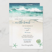 Invitation de mariage à l'aquarelle sur la plage (Devant / Derrière)