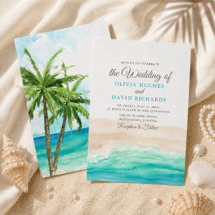 Invitation de mariage à l'aquarelle sur la plage c