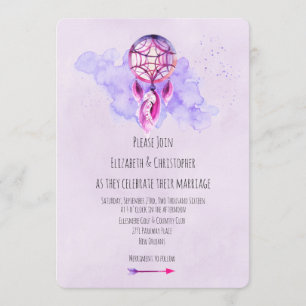 Invitation de mariage à l'aquarelle violette attra