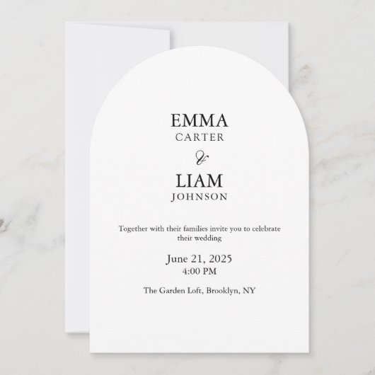 Invitation de mariage à l'arche minimale éditable  (Devant)
