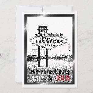 Invitation de mariage à Las Vegas noir blanc rouge