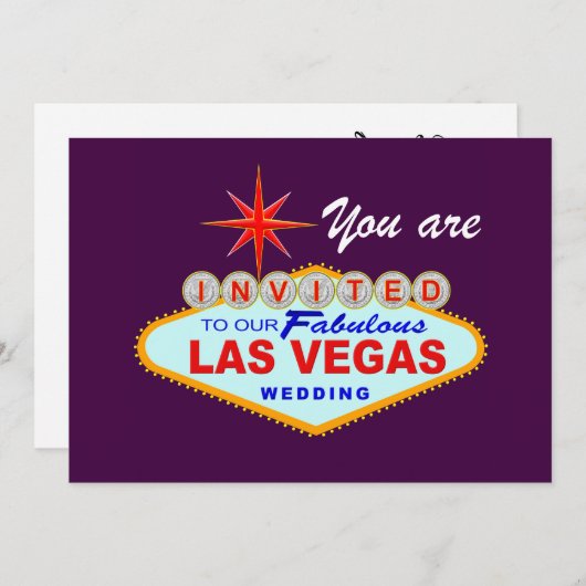 Invitation de mariage à Las Vegas VIOLET (Devant / Derrière)