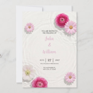 Invitation de mariage à l'eau avec ranunculus flot