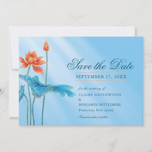 Invitation de mariage à l'effigie d'un lotus à fle (Devant)