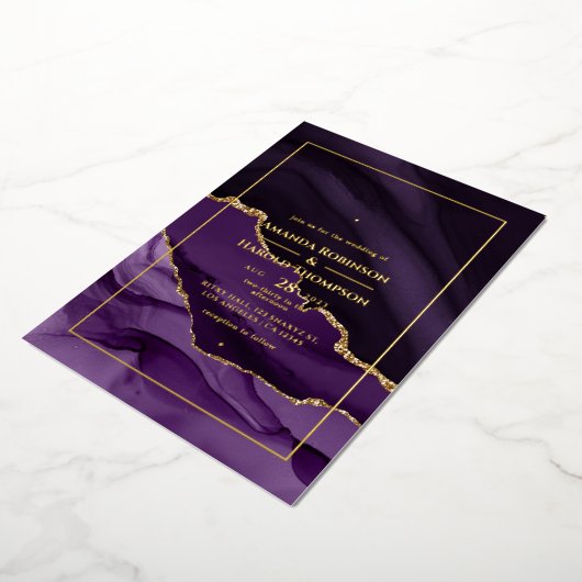 Invitation de Mariage à l'huile d'agate violet et  (Rotation)