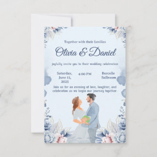Invitation de mariage à l'illustration aquarelle b