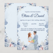 Invitation de mariage à l'illustration aquarelle b (Devant / Derrière)