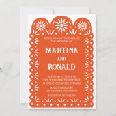 Invitation de mariage à l'orange en papel picado m (Devant)