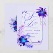 Invitation de mariage à l'orchidée bleue violette (Devant / Derrière)