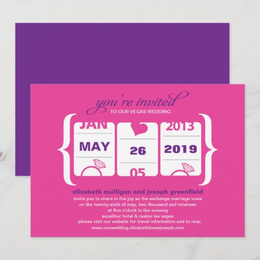 Invitation de mariage à machine à sous (Devant / Derrière)