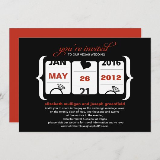 Invitation de mariage à machine à sous (Devant / Derrière)