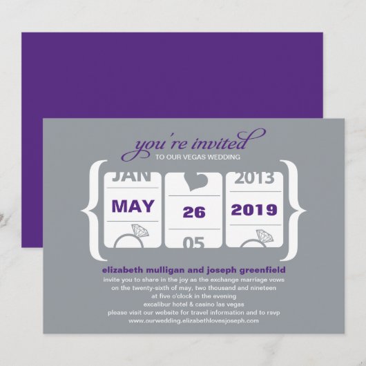 Invitation de mariage à machine à sous (Devant / Derrière)