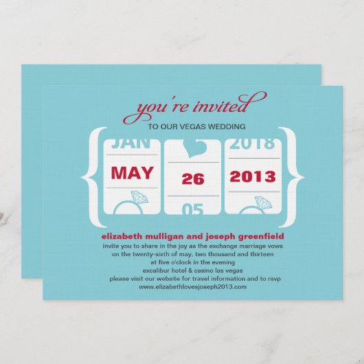 Invitation de mariage à machine à sous (Devant / Derrière)