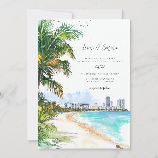 Invitation de mariage à Miami (Devant)